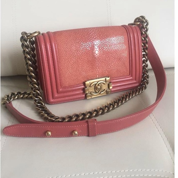 CHANEL Handbags - SOLD❌Chanel Metallic Pink Stingray Small Boy